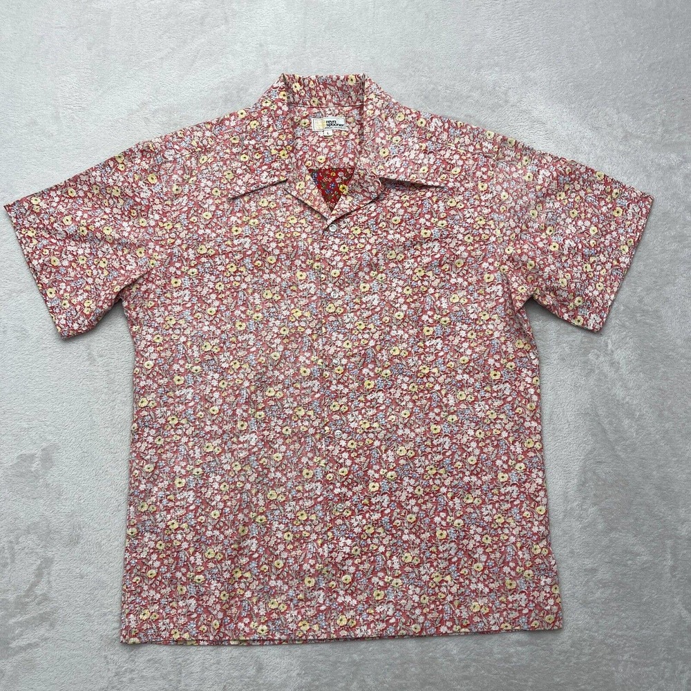Vintage Reyn Spooner Shirt Mens Large Red Reverse Print Floral Short Sleeve